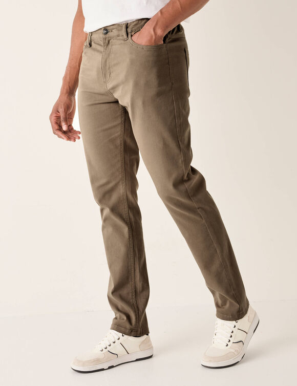 Comfortabele broek met 5 zakken en elastische tailleband, in gabardine - L32 (donkerbeige)