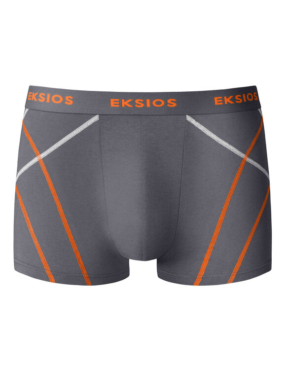 Boxer ferm&eacute; uni &eacute;lastiqu&eacute; surpiq&ucirc;res contrast&eacute;es - lot de 4 (gris / noir)