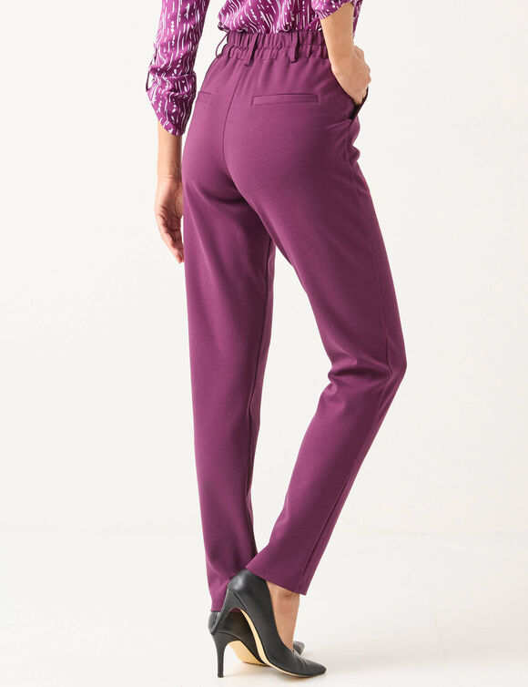 Pantalon chino uni, maille milano (prune)