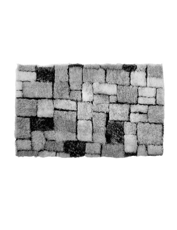 Tapis de bain mosaïque toucher peluche (gris)