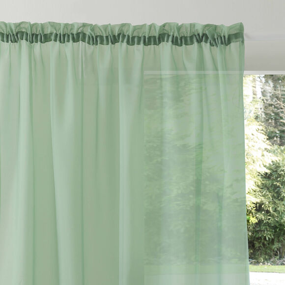 Effen voilegordijn met fronsgalon (groen)