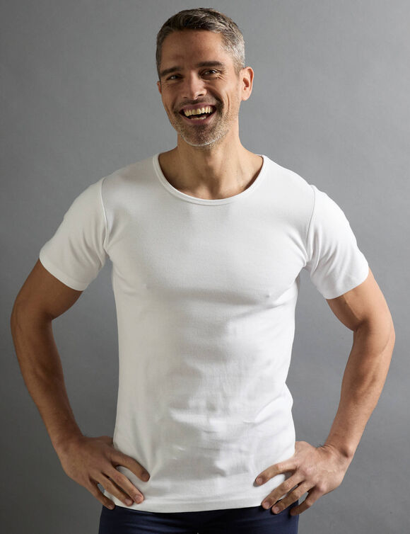 T-shirt met ronde hals en korte mouwen in katoen - herenondergoed, set van 2 (wit)