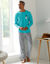 Pyjamashirt met lange mouwen en surfmotief (aqua)