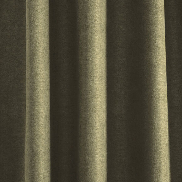 Verduisterend en isolerend gordijn met fronsgalon (kaki)