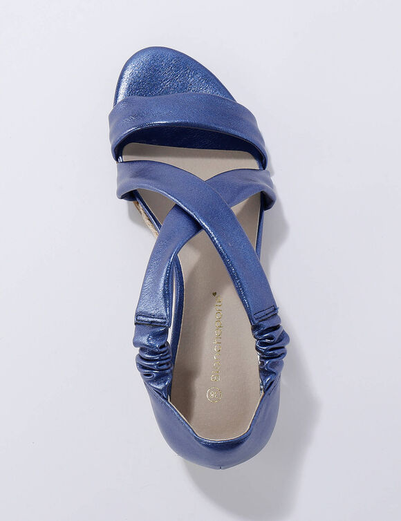  Sandales compensées élastiquées synthétique (bleu metallisé)