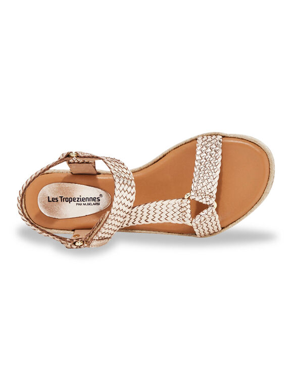 Platte sandalen in gevlochten leer Hipsto (goudkleurig)