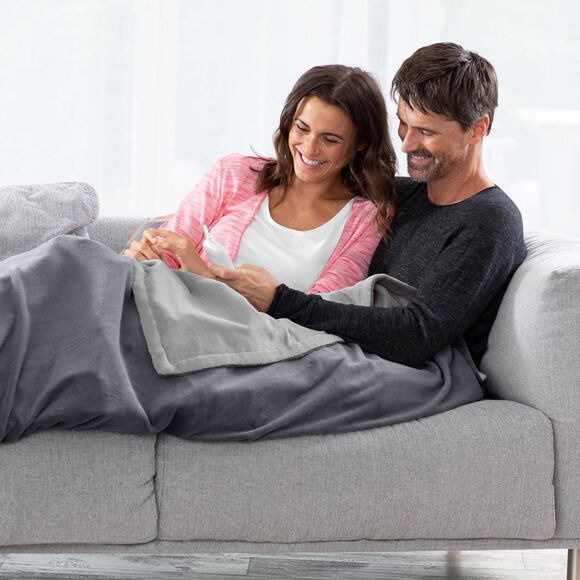 Couverture chauffante bicolore  (gris clair / anthracite)
