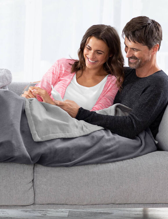 Couverture chauffante bicolore  (gris clair / anthracite)