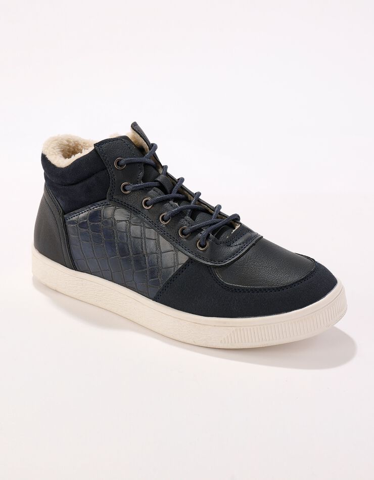 Basket montante fourrée à col matelassé homme - marine, marine Basket montante fourrée à col matelassé homme - marine, marine, hi-res image number 0