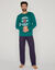 T-shirt pyjama motif plac&eacute; manches longues (vert)