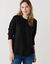 Pull &eacute;vas&eacute; col rond &agrave; c&ocirc;tes en biais, maille anglaise (noir)