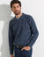 Pull col V maille irlandaise (bleu mouliné)