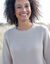 Pull tunique &eacute;vas&eacute; col rond, maille anglaise (beige chin&eacute;)