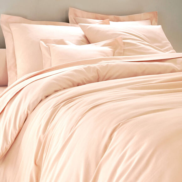 Linge de lit uni polyester-coton Colombine (rose poudr&eacute;)