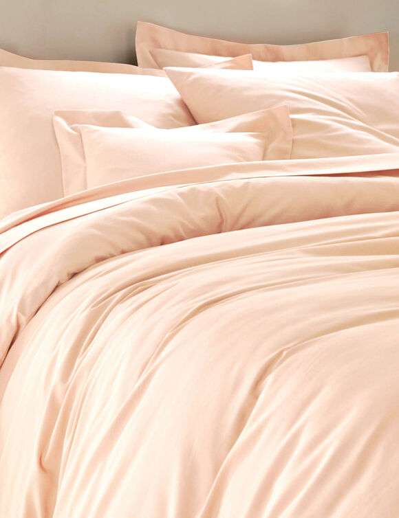 Linge de lit uni polyester-coton Colombine (rose poudr&eacute;)