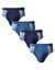 Gesloten slip met hoge taille en ingeweven motieven - set van 4 (marine / jeans)