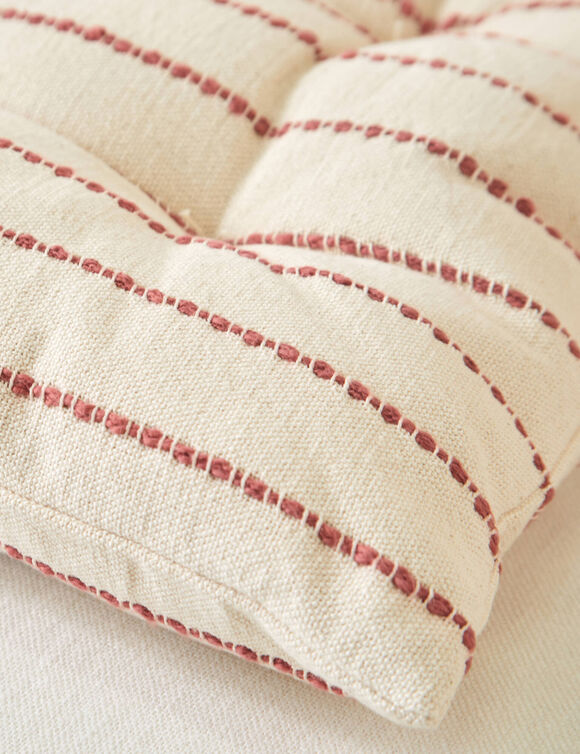 Long coussin déco tissage artisanal (naturel / terracotta)