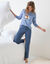 Pyjama pantalon imprimé "chien Toutou schuss" - pochon assorti offert (blauw)