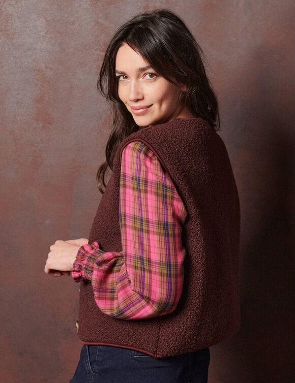 Veste sans manches, maille bouclette (chocolat)
