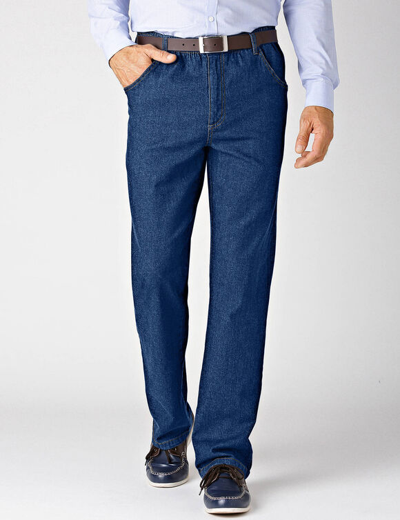 Jean droit ceinture &eacute;lastiqu&eacute;e - L30 (brut)