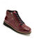 Boots met rits en veters, breed model - zebramotieven (bordeaux)