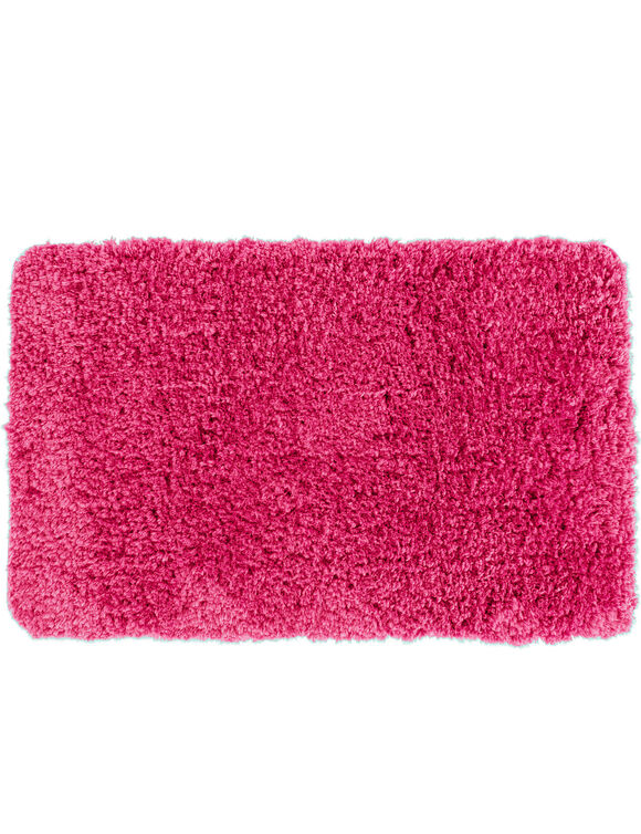 Tapis de bain uni moelleux microfibre (framboise)