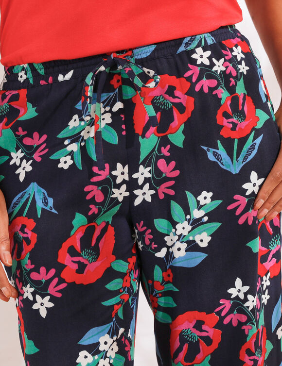 Pantalon large fluide, imprimé (marine)