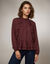 Blouse met ruches, lange mouwen, voile (bordeaux)