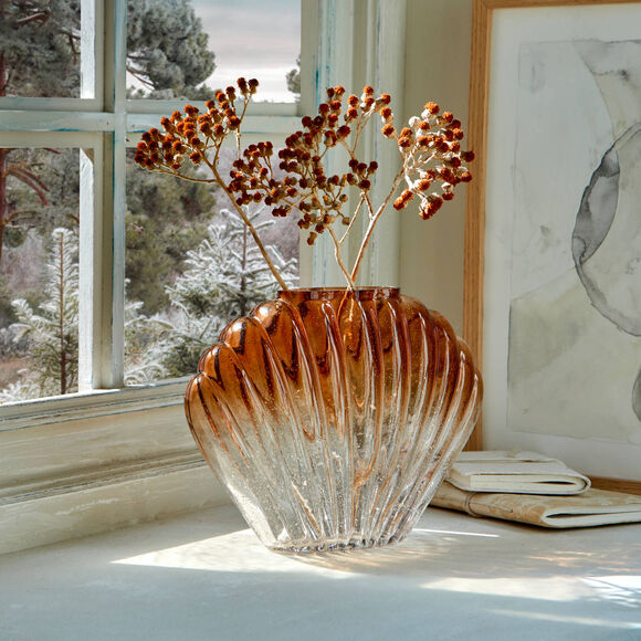 Vase coquillage en verre bicolore (naturel)