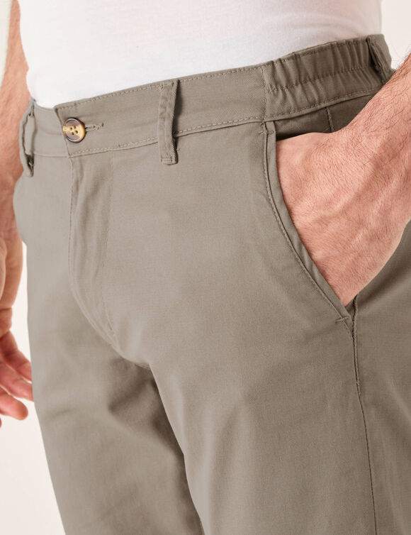 Pantalon chino &eacute;lastiqu&eacute; c&ocirc;t&eacute;s (taupe)
