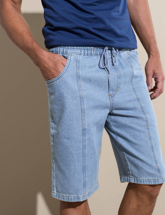 Bermuda denim léger élastiqué (bleached)
