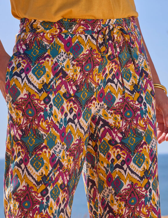 Pantalon large imprim&eacute;, taille &eacute;lastiqu&eacute;e (mangue)