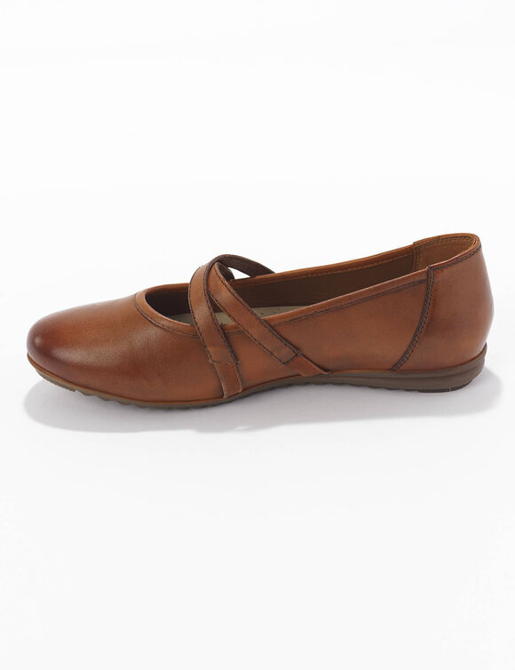 Leren ballerina's in babyschoenstijl (karamel)