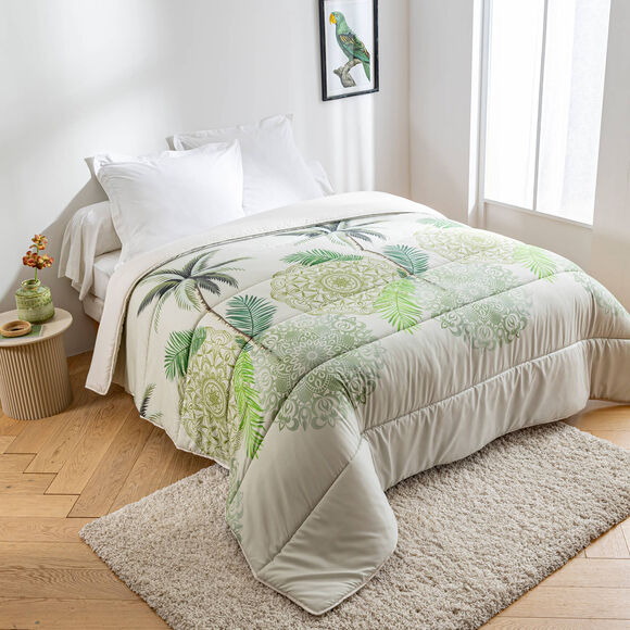 Dekbed in microvezel met tropische bladerenprint 200g/m2<br><br> (groen)