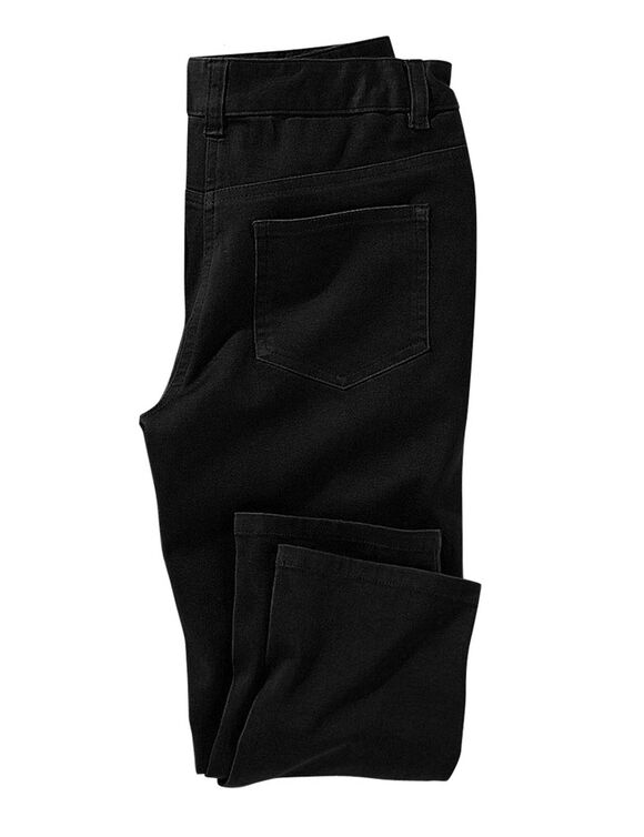 Pantalon effet ventre plat, coton stretch (noir)