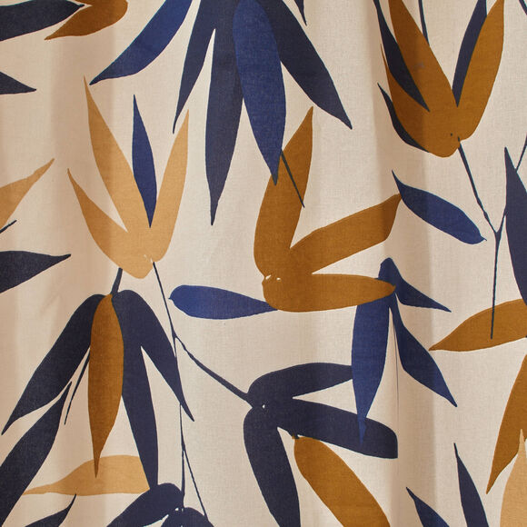 Rideau imprimé feuillage bambou (beige / marine)