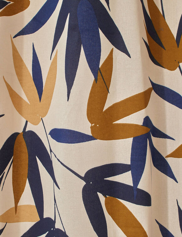 Rideau imprimé feuillage bambou (beige / marine)