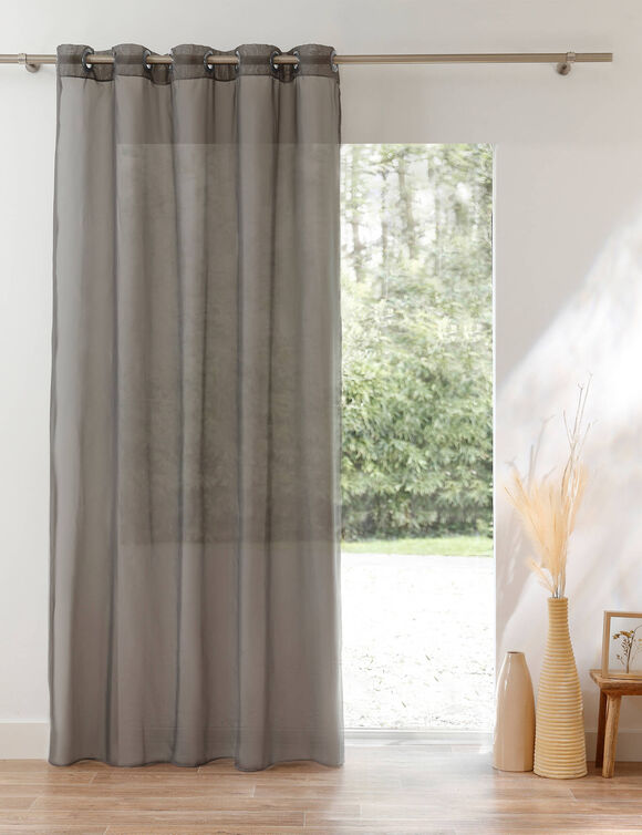 Panneau voile uni finition &oelig;illets (gris)