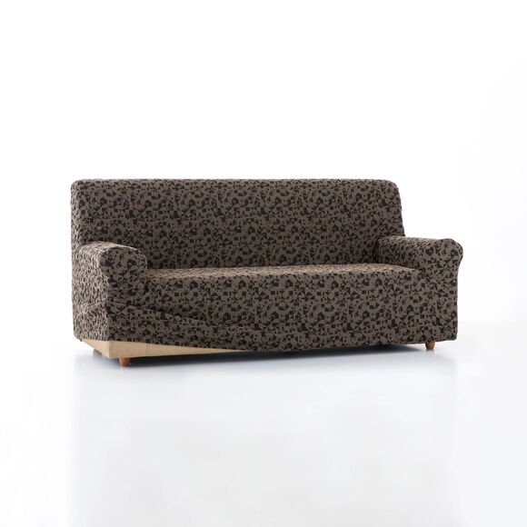 Housse de canap&eacute; extensible, motif tachet&eacute; graphique (marron)