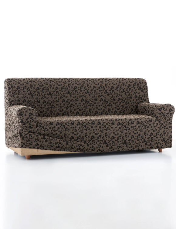 Rekbare zetelhoes, grafisch vlekkenmotief (bruin)