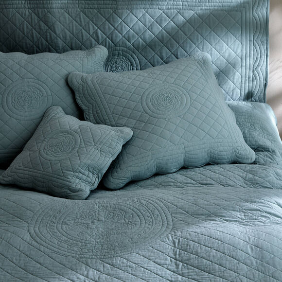 Effen bedsprei in boutisstijl Cassandre (grijsblauw)