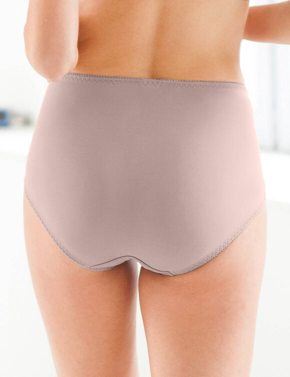 Gainette ventre plat microfibre tulle brod&eacute; Sienne - lot de 2 (taupe + blanc)