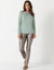 T-shirt met ronde hals en lange mouwen in kant (amandel groen)