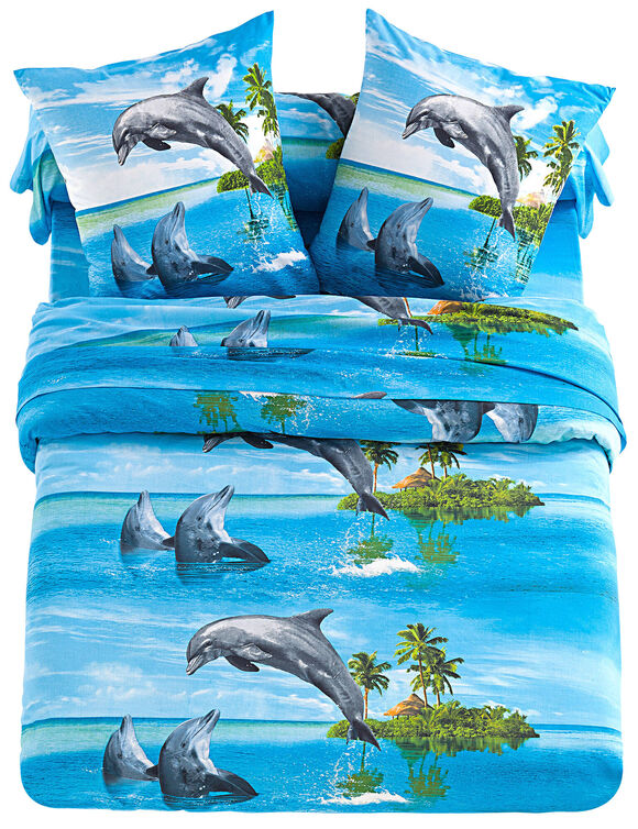 Flipper-beddengoed - polykatoen (blauw)
