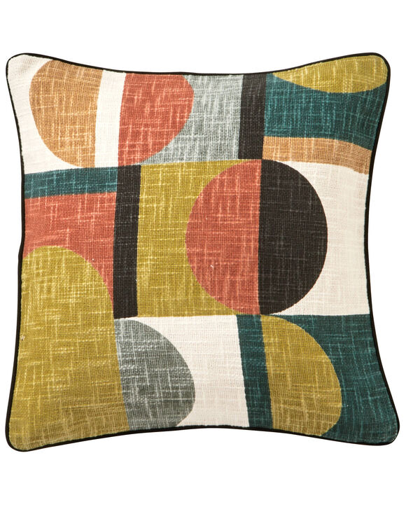 Kussen met geometrische print (zwart / terracotta)