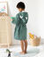 Kinderbadjas met dinosaurusmotief en kap, personaliseerbaar - 340 g/m² (eucalyptus)