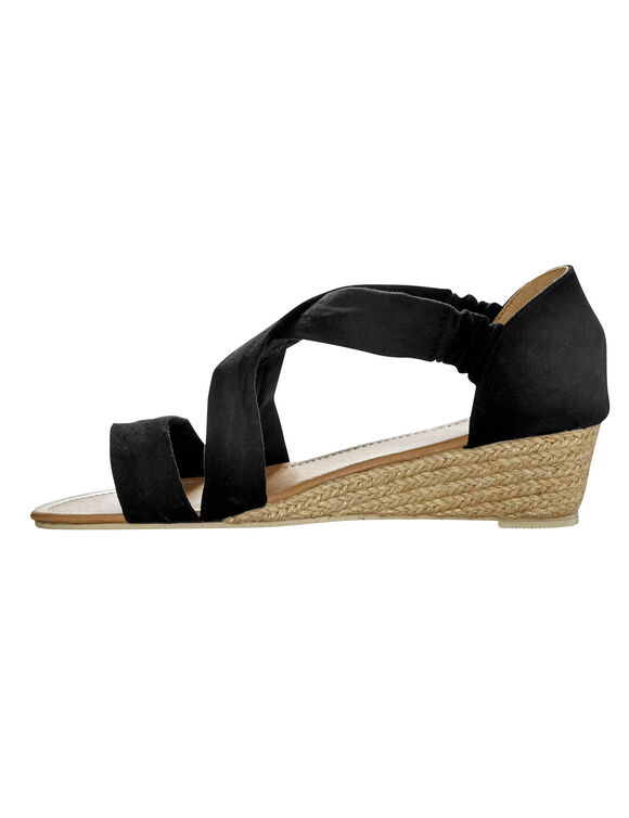  Sandales compens&eacute;es &eacute;lastiqu&eacute;es su&eacute;dine (noir)