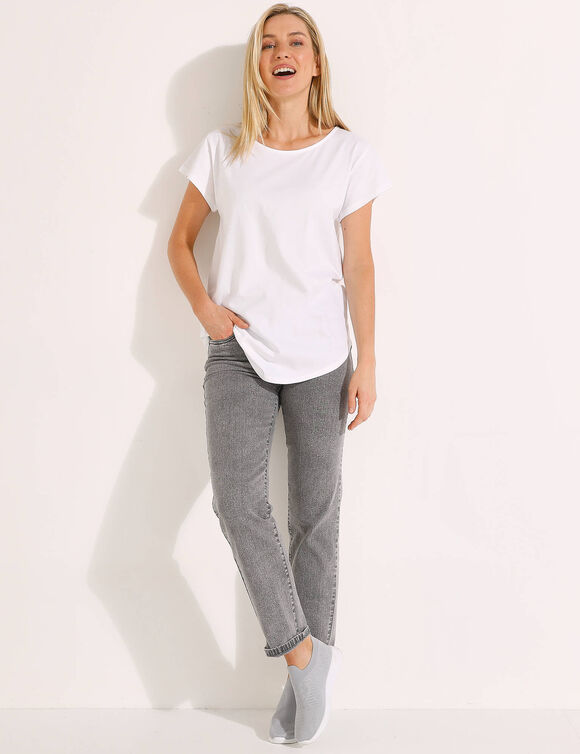 T-shirt col rond, manches courtes (blanc)