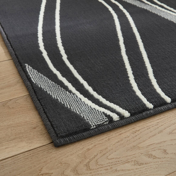 Tapis d&eacute;coratif motif vagues (gris)