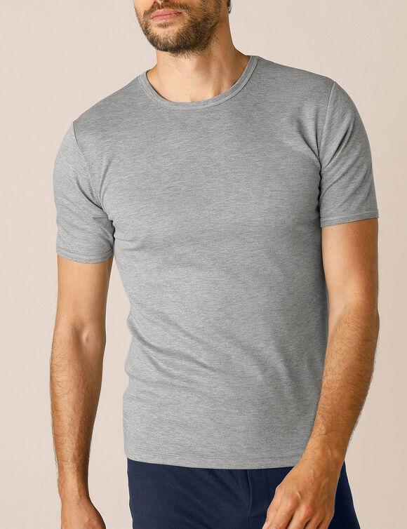 Ondershirt voor heren, met ronde hals en korte mouwen, intense warmte - set van 2 (chiné grijs)